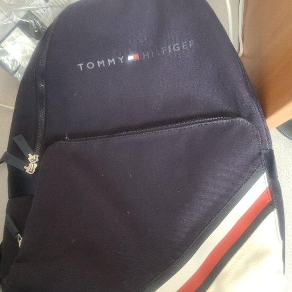 Tommy Hilfiger Backpack Canvas Book Bag School Travel Colorblock Unisex